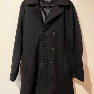 Elegant Black Double-Breasted Men's Pea Coat